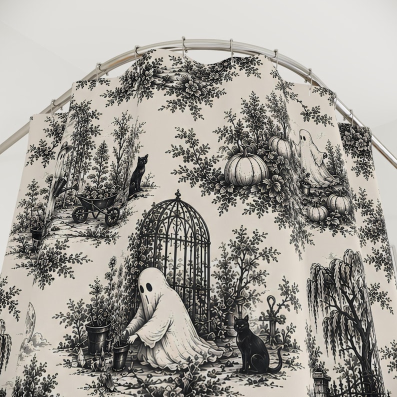 Gothic Ghost Toile Shower Curt - đánh giá và giá Aquarium Zombie