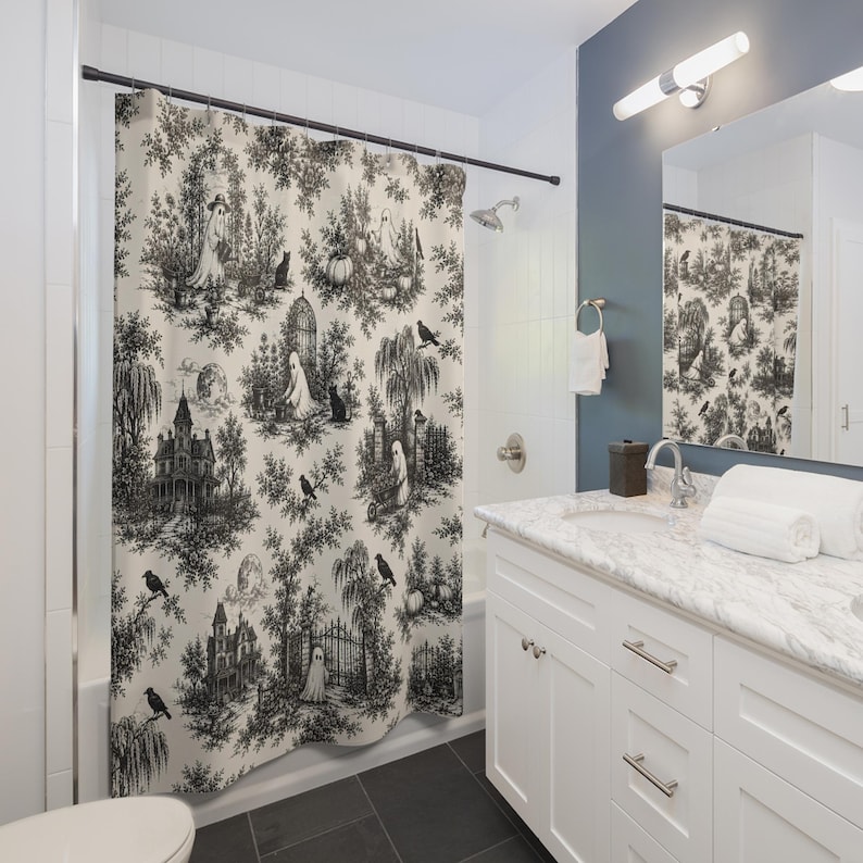 Gothic Ghost Toile Shower Curt - đánh giá và giá Aquarium Zombie