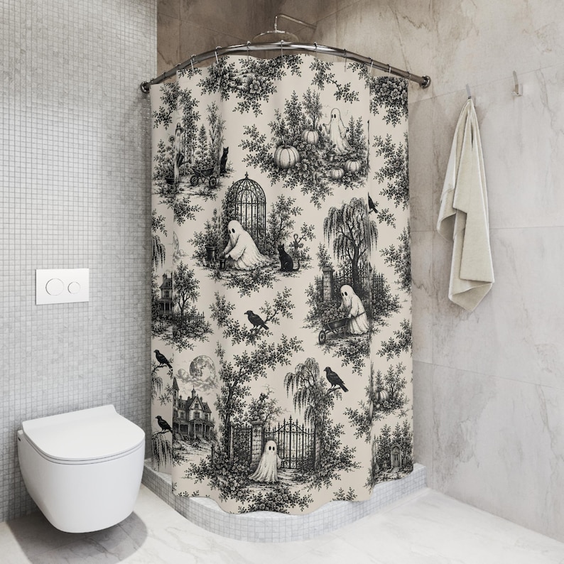 Gothic Ghost Toile Shower Curt - đánh giá và giá Aquarium Zombie